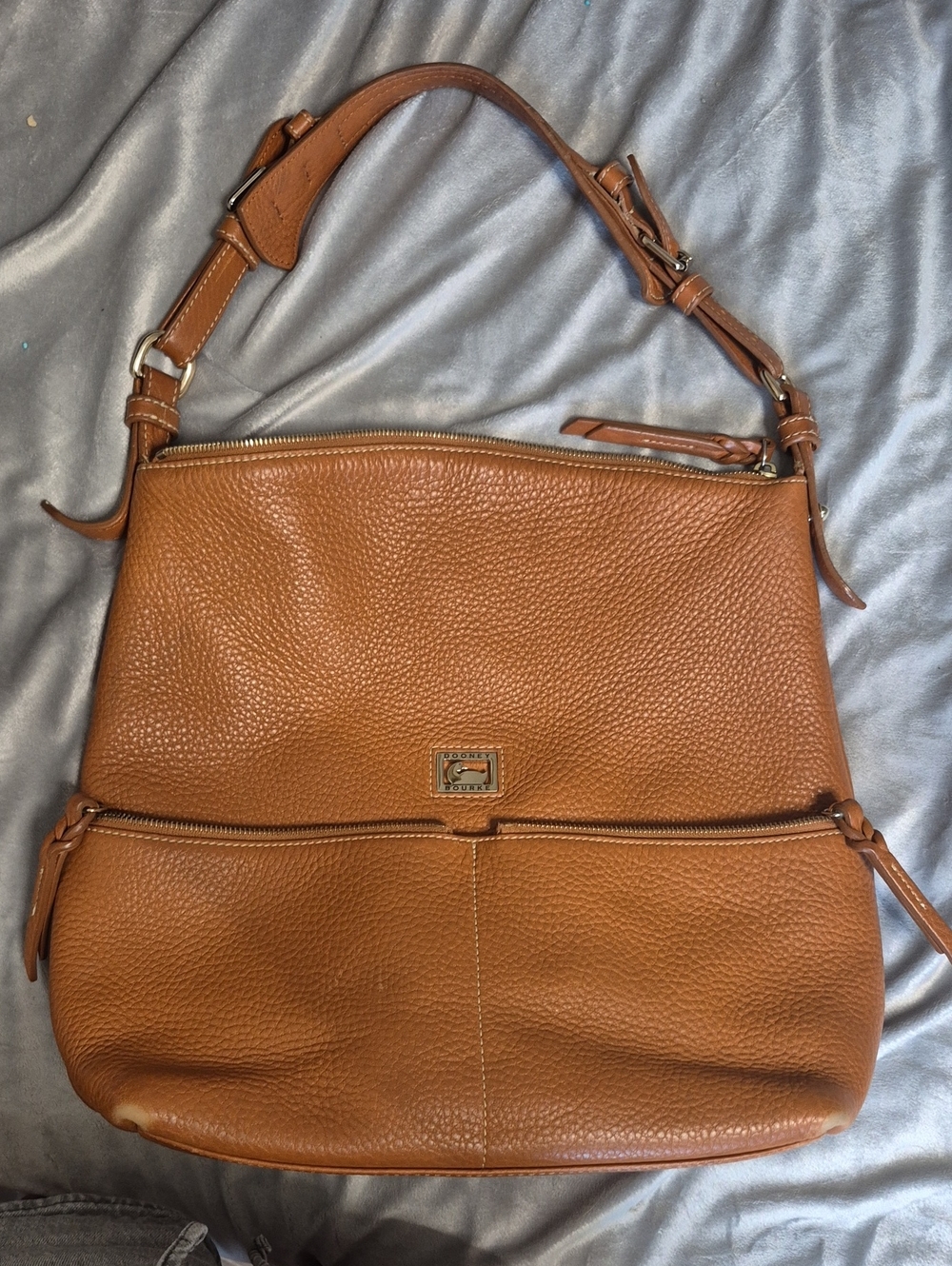 Dooney Bourke Classic Brown Leather Hobo Shoulder Bag